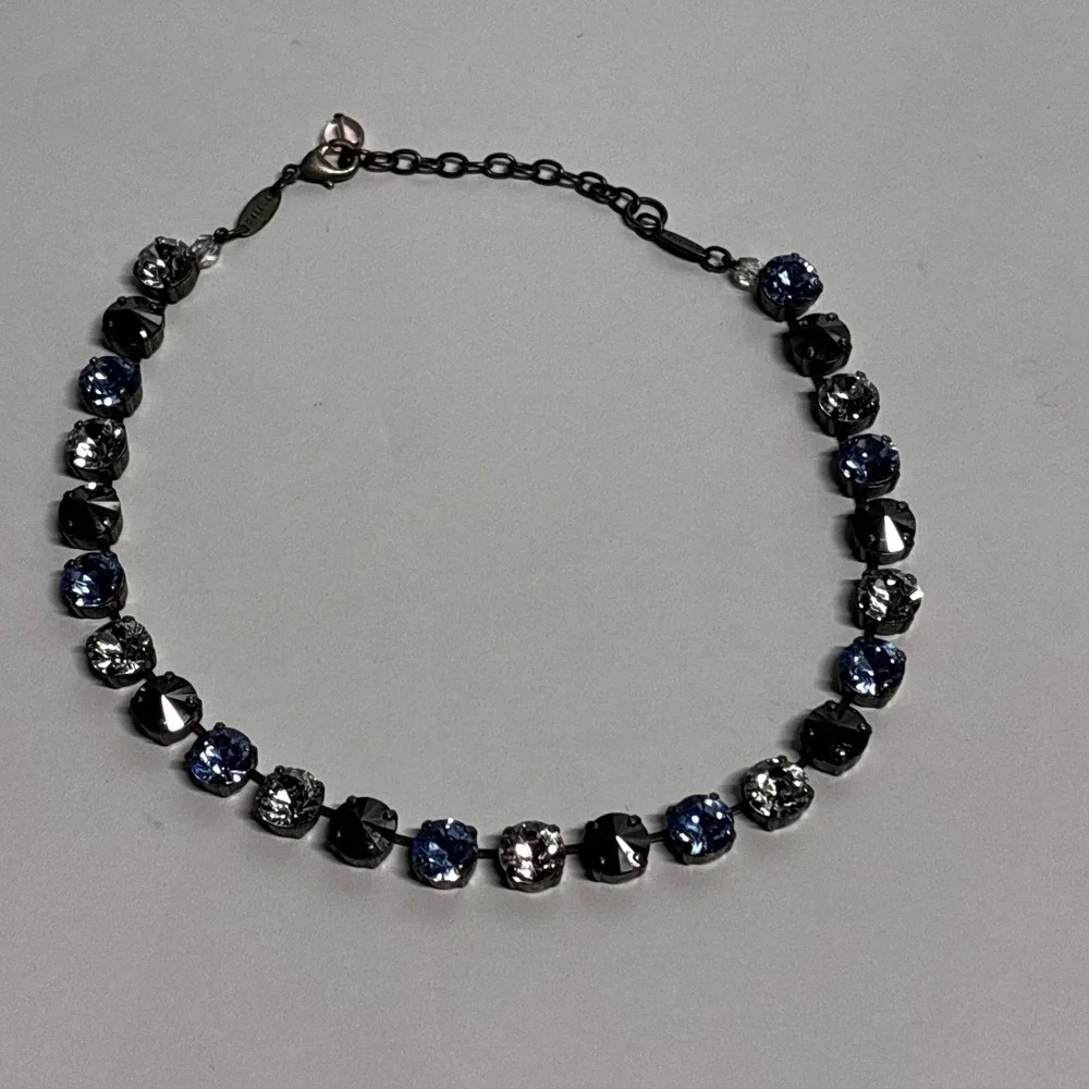 SABIKA Sparkling Crystal Necklace Blue Silver Tone Choker‎ Women's Jewelry